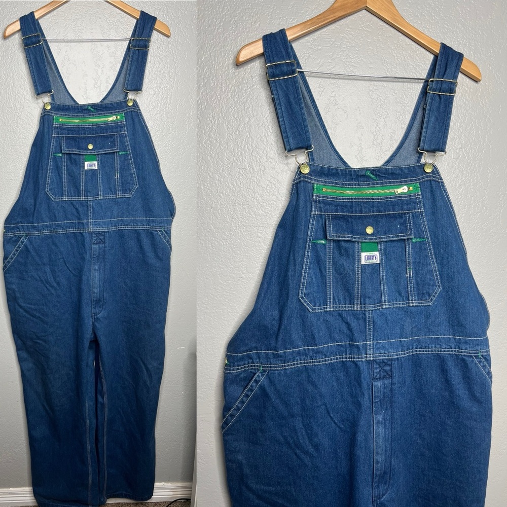 Liberty Denim Size 46 x 30 Bib Overalls Pockets carpenter work wear